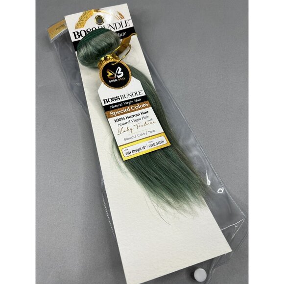 Virgin Other - 10” Turquoise Green Boss Bundles Yaki Straight 100% Human Hair Track Extensions